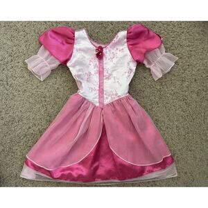 Disney Sleeping Beauty Princess Aurora Pink Short Sleeve Costume Dress Size 4-6X